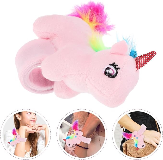 Animal Slap Bracelet Unicorn Slap Bracelet Plush Stuffed Animal Hugger Snap Wrist Band for Kids Birthday Party