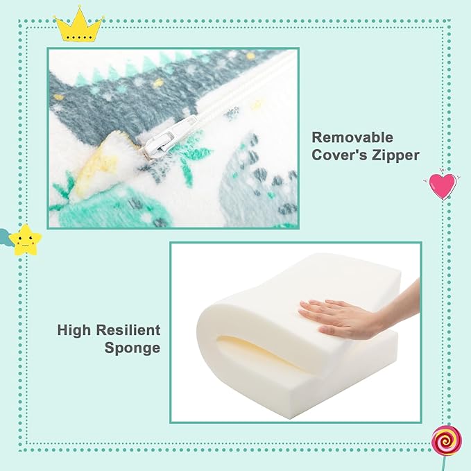 ALIMORDEN 2-in-1 Flip Out Cuddly Sherpa Toddler Couch, Convertible Sofa to Lounger, Dinosaur