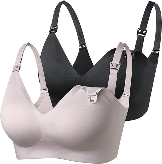 Momcozy Nursing Bras for Breastfeeding, YN21 Seamless Ultra Comfort Maternity Bra, Natural Shape, Pregnancy Sleep Bralette