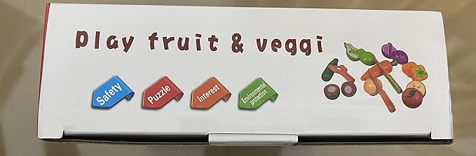 Wooden Toys Food for Kids Kitchen - Play Food Cutting Fruits and Vegetables Set for Pretend Role Play