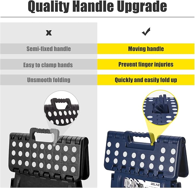 Delxo Folding Step Stool,18 Inch Foldable Step Stools for Kids & Adults,Portable Collapsible Step Stool with Handle, Lightweight Plastic Folding Stool for Kitchen Bathroom,Bedroom (Blue 6 Packs)