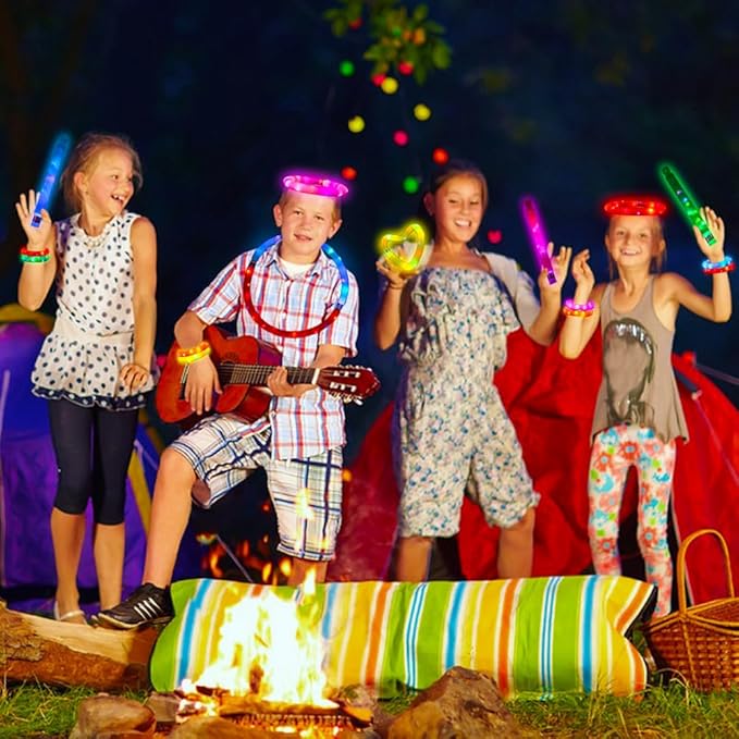 24 pcs Light Up Glow Sticks, LED Pop Tubes Party Favors for Kids 4-8 Glow in The Dark Party Supplies Fidget Toys Tubes for Halloween Birthday Gifts Xmas Stocking Goodie Bags Stuffers Wedding Decor