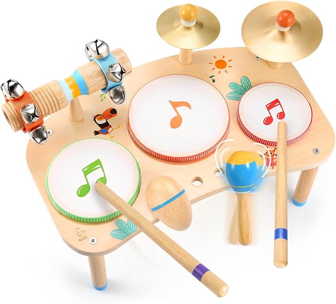 OATHX Kids Drum Set - 11 in 1 Musical Instruments for Toddlers Baby Preschool Educational Musical Toys, Montessori Toys for Kids Ages 1-6