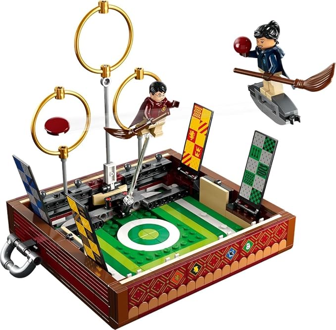 LEGO Harry Potter Quidditch Trunk Playset for 1 or 2 Players with Customizable Minifigures of Draco Malfoy, Cedric Diggory, Cho Chang and Golden Snitch, Travel Toy for Boys and Girls 76416