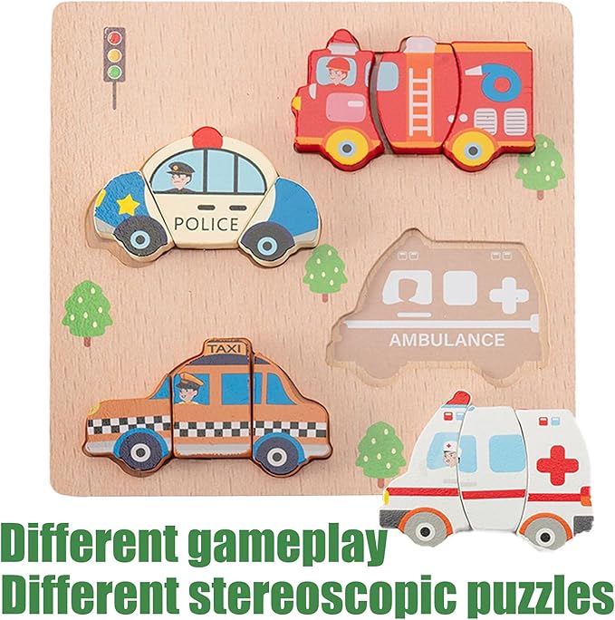 CUCOS Wooden Toddler Puzzles for Kids Ages 1-5 Years Old, Wooden Peg Vehicle Toddler Puzzles, Learning Toys Educational Gift for Girls and Boys