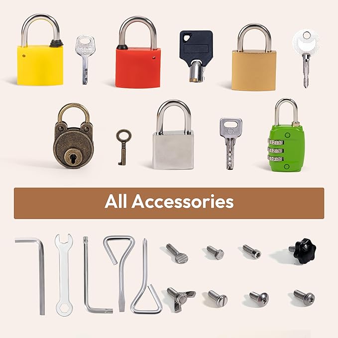 Montessori Screwdriver Board with Lock and Key Toy, Wooden Montessori Toys for Kids 3 4 5 Year Old, Toddler Fine Motor Skills STEM Toy, Preschool Sensory Learning Toy for Boys Girls Travel