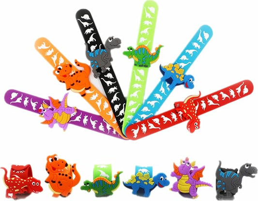 6pcs Cartoon Dragon Dinosaur Theme Party Slap Bracelets silicone Wristbands