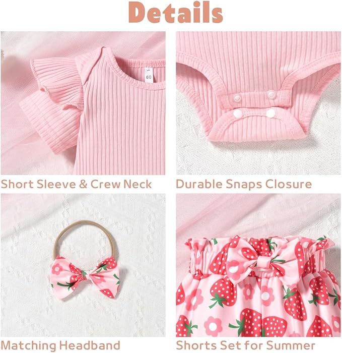 Aalizzwell Baby Girls Ribbed Bodysuit Bloomer Shorts Outfits Summer Clothes