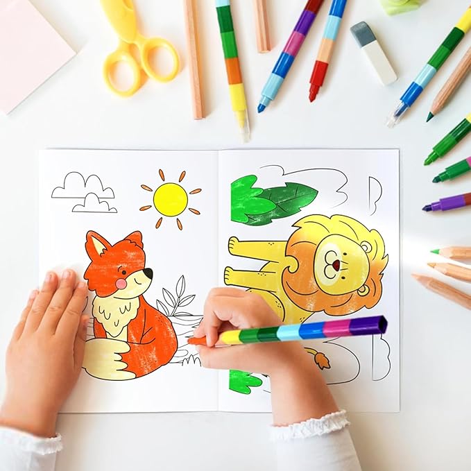 146Pcs Farm Animals Coloring Books with Crayons Bulk Party Favors for Toddlers Kids 3-5 4-8 Tattoo Stickers Stamper Slap Bracelets School Classroom Reward Gift Goodie Bags Birthday Supplies