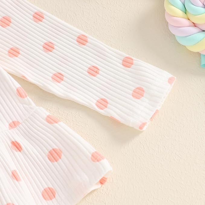 Mubineo Toddler Baby Girl Clothes Cute Ribbed Outfits Knit Long Sleeve Shirt Tops Bell Bottom Pant Fall Winter Outfit