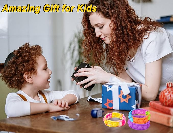 15 PCS Push Pop Bracelet, Party Favor for Kid,Pop Fidget Toys Pack, Fidget Stress Relief Bracelet for Girls Boys Students