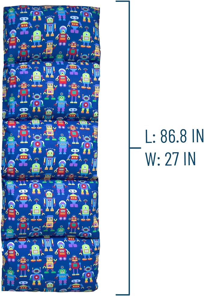 Wildkin Kids Floor Lounger: Ideal for Boys and Girls, Travel-Friendly, Perfect for Sleepovers - Pillow Lounger for Kids, Requires Standard Size Pillows Not Included (Robots)