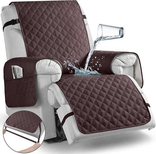 TAOCOCO Non-Slip Recliner Chair Cover Sofa Slipcover, Pet Cover for Small Recliner Chair with Elastic Straps, Washable Reclining Chair Cover Recliner Furniture Protector (23'' Small, Coffee)