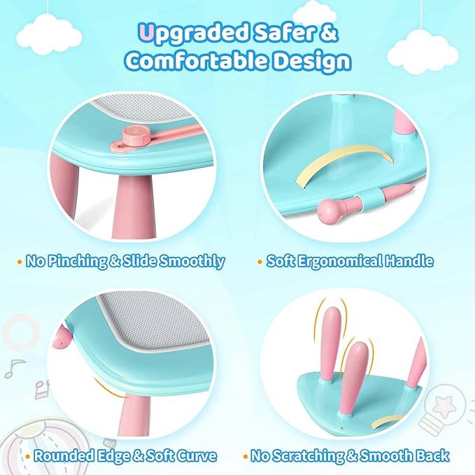 Kikidex Toddlers Toys Age 1-3, Magnetic Drawing Board, Toddler Girl Toys for 1-2 Year Old, Doodle Board Pad Learning and Educational Toys for 1 2 3 Year Old Baby Kids Birthday Gift (Mint Blue)