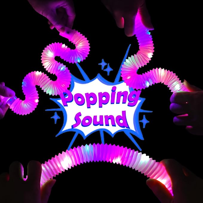 24 PCS Pink Glow Sticks Valentines Day Party Favors for Kids,LED Light up Pop Tubes for Toddlers, Neon Necklaces Bracelets Accessories,Glow Birthday Dance Wedding Mardi Gras Party Supplies Decorations