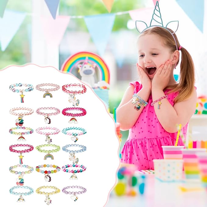 36 Pcs Unicorn Party Favors Unicorn Headbands for Girls Colorful Unicorn Bracelet Christmas Kids Gifts Rainbow Bracelets Unicorn Horn Headband for Birthday Party Supplies