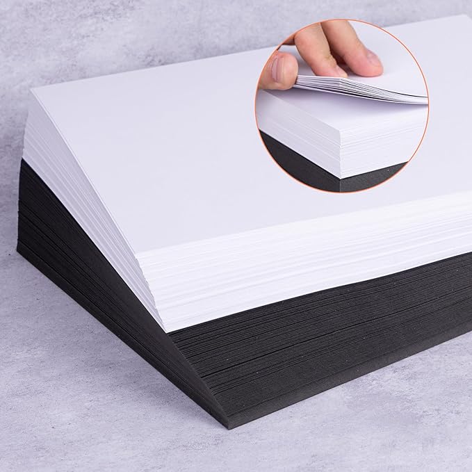 300 Sheets White Black Card Stock Paper,8.5 x 11 Inch Cardstock Paper,180gsm/65lb Thick Cardstock Printer Paper, Blank Heavy Card Paper for Invitations, Greeting Cards Making, Postcards