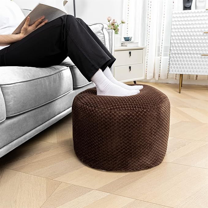Asuprui Pouf Ottoman Stuffed Stuffed Ottoman Foot Rest Soft Plush Fiber Foot Stool 20x20x12 Inches Fuzzy Chair Floor Pouf Chair Foot Rest with Storage for Living Room Bedroom Coffee Pouf with Filler