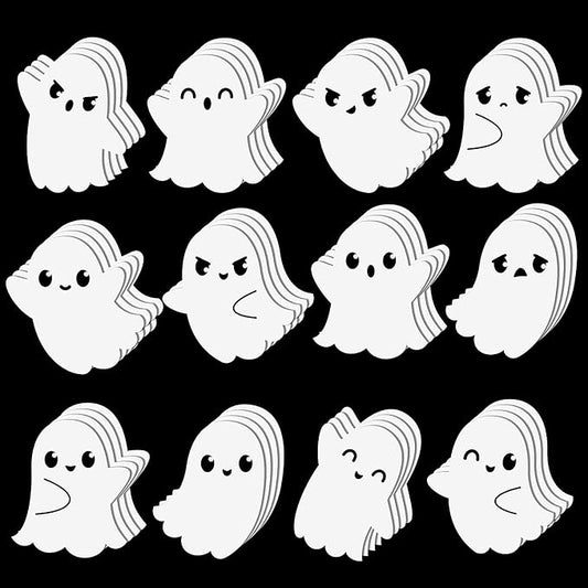 48Pcs Halloween Ghost Sticky Notes Self-Adhesive Halloween Cute Ghost Note Pads Removable Ghost Memo Notes for Halloween School Office Home Students Teachers Present