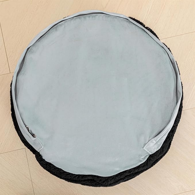 Asuprui Round Pouf Ottoman Stuffed Pouf Foot Stool Floor Chair for Living Room Bedroom Filled Boho Foam Ottoman Foot Rest for Couch 20 Diameter x 12 Height Black Pouf with Filler