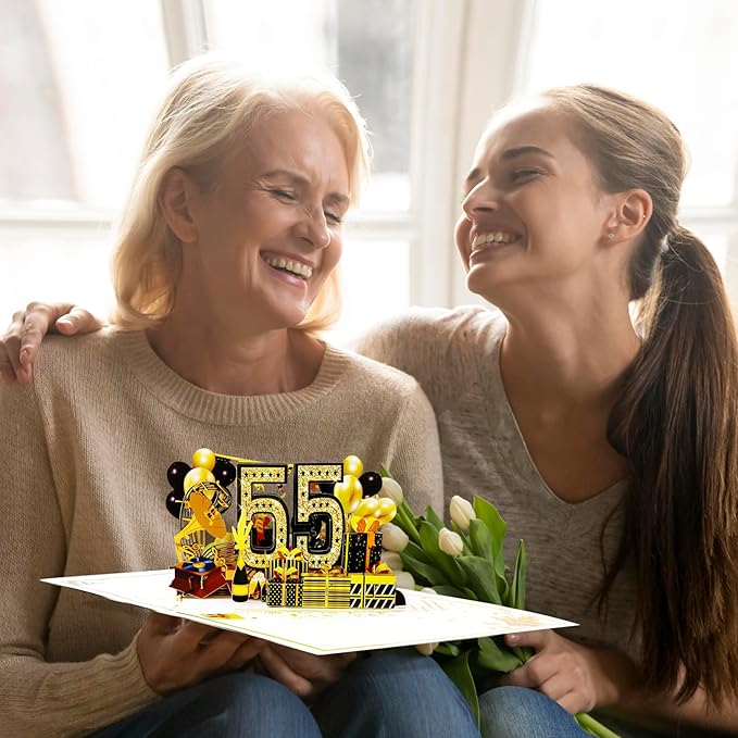 55th Birthday Card for Men Women, 3D Pop Up 55th Birthday Gifts Cards for Him Her, Back In 1970 Funny 55 Year Old Birthday Decorations