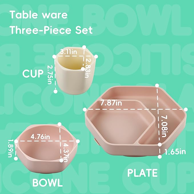 8PCS Baby Feeding Set,Silicone Baby Weaning Sets Baby Led Weaning Supplies Divided Plate Suction Bowl Cup with Straw Bib Feeder Spoons for 6+ Months (Yellow)