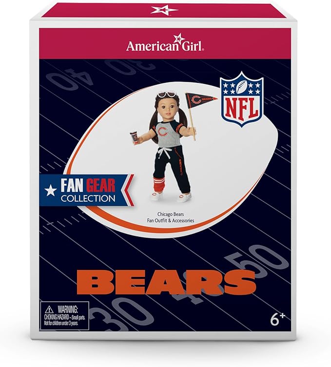 American Girl Chicago Bears 18 inch Doll Fan Outfit and Accessories, Navy and Orange, 6 pcs, Ages 6+