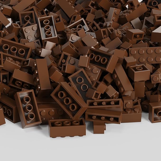 300 Pcs Classic Building Bricks, Brown Bulk Bricks,Compatible with Major Brands Parts and Pieces, Creative Building Block Toys for Boys Girls Ages 6 7 8 9 10 Year Old