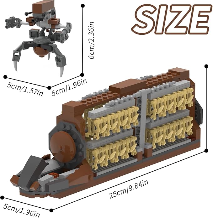 32-Piece Battle Soldiers Army Clanker Platoon Attack Craft Building Kit, with 2 Droidekas Action Figures Building Blocks Set, Toys Gifts for Boys Kids Ages 6-12 Year Old (537 Pieces)