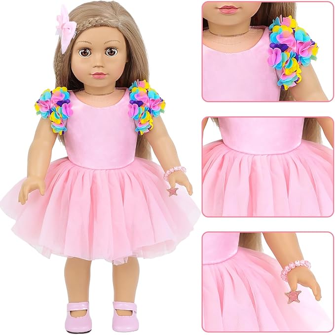 American 18 Inch Doll Clothes and Accessories Makeup Playset Fit 18 Inch Doll Including Fashion Skirt, Bag, Eye Shadow Plate, Lipstick, Comb Mirror, Pair of Hairpins, Makeup Brushes, Bracelet