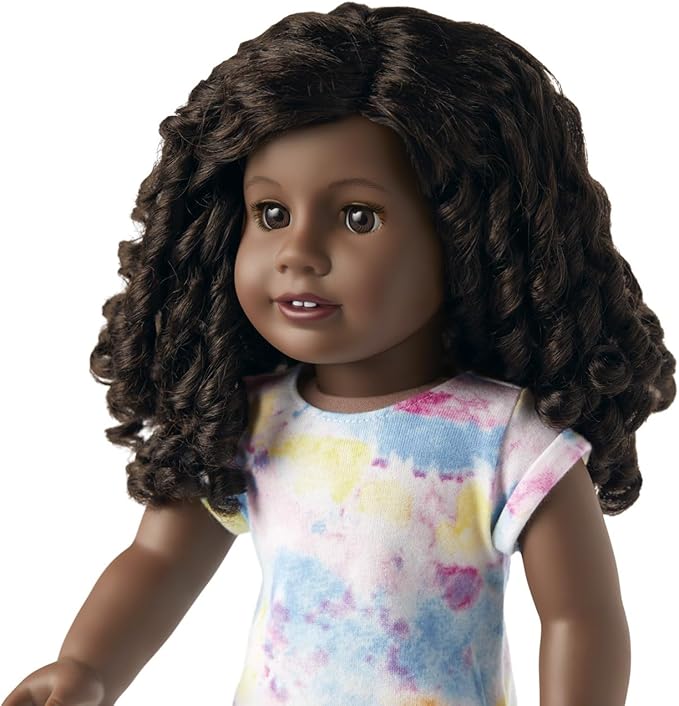 American Girl Truly Me 18-inch Doll #106 with Brown Eyes, Black-Brown Hair, Very Deep Skin, T-shirt Dress, For Ages 6+