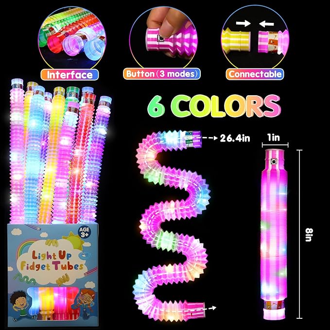 48 Pack Glow Sticks Goodie Bag Stuffers for Kids, New Year Decorations Birthday Valentines Day Gifts, Party Favors for Kids 4-8-12, Light Up Pop Tubes Glow Party Supplies Glow Bracelets Necklaces