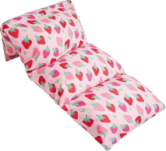 Wildkin Kids Floor Lounger: Ideal for Boys and Girls, Travel-Friendly, Perfect for Sleepovers - Pillow Lounger for Kids, Requires Standard Size Pillows Not Include (Strawberry Patch)