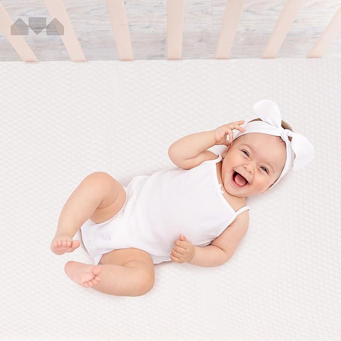 Milliard 2-Inch Ventilated Memory Foam Crib and Toddler Bed Mattress Topper with Removable Waterproof 65-Percent Cotton Non-Slip Cover - 52" x 27" x 2" White