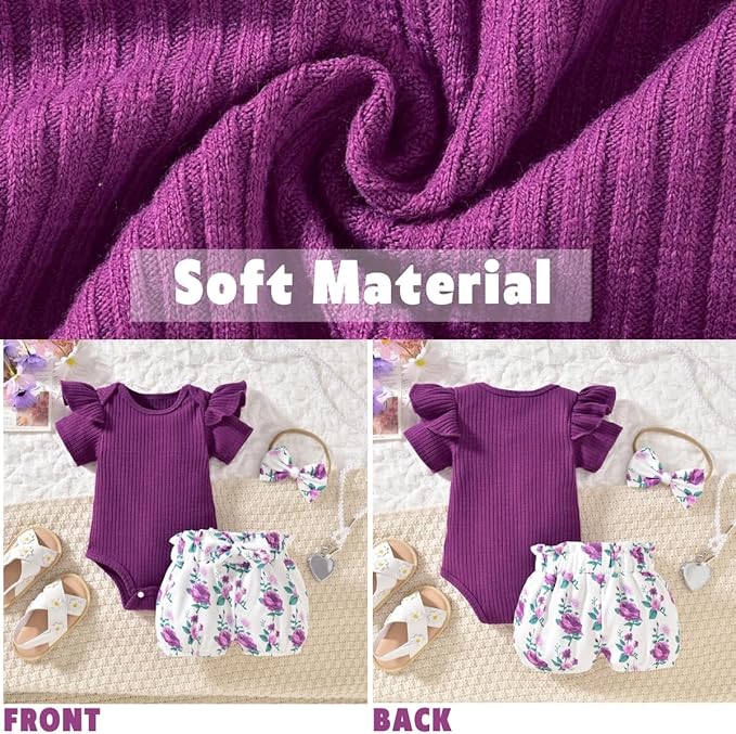 Aalizzwell Baby Girls Ribbed Bodysuit Bloomer Shorts Outfits Summer Clothes