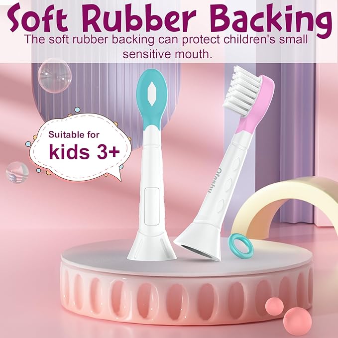 Kids Toothbrush Heads for Sonicare: Sonic Electric Replacement Brush Compatible with Phillips 6032/94 6321 6340 6042 6320 Mini Compact Head for Child 3-7, Pink Girl Green Boy 4 Pack