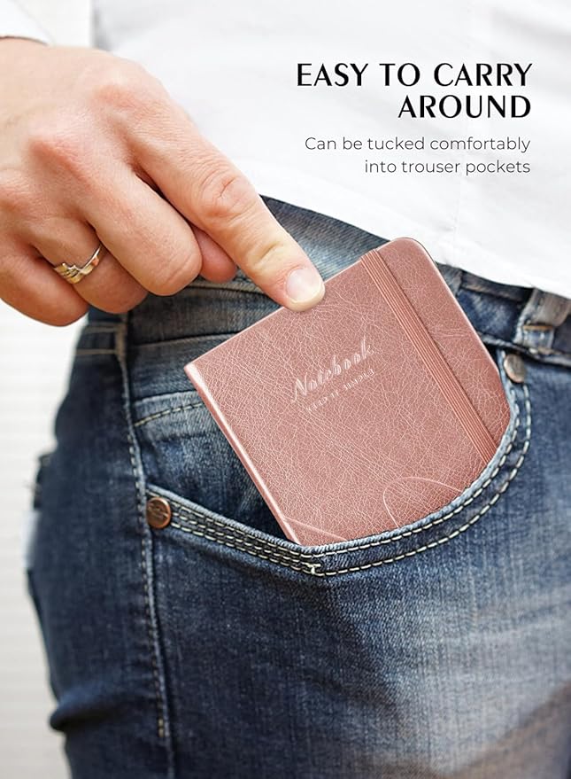 AISBUGUR Pocket Notebook, Small Notebook, 2-Pack Total 320 Pages,3.7" x 5.7" Pocket Notebook (2 Pack, Rose Gold)