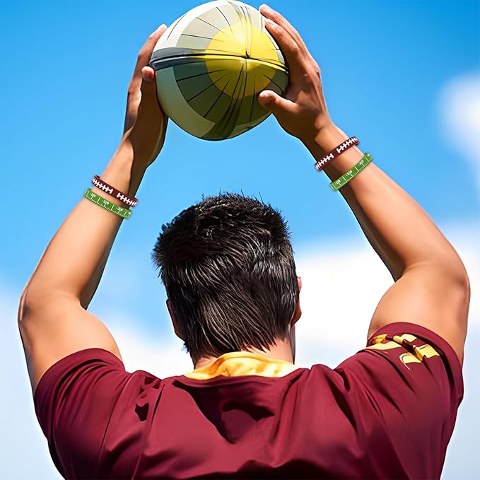 35pcs Football Bracelet, Soft Stretch Football Silicone Wristband Football Party Favors Motivational Wristbands Sports Bracelet for Kids and Adults Sport Theme Birthday Party Supplies Gifts