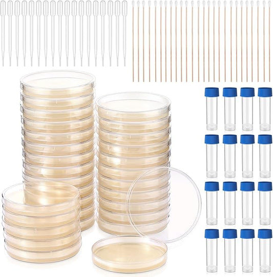 90 Pieces Prepoured Agar Plates Kit Includes Petri Dishes with Agar Swabs Pipettes Storage Tubes Educational Science Kit Science Fair Project Kit to Learn Microbiology