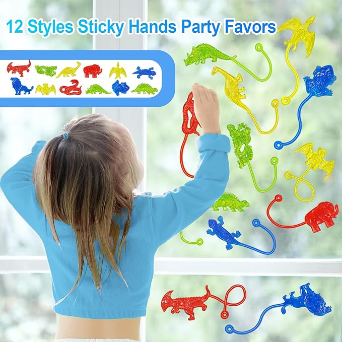 36PCS Sticky Hands Bulk Animal Dinosaur Party Favors for Kids Stretchy Sticky Hand Fidget Toys Goodie Bag Stuffers Treasure Box Toys for Classroom Prizes Birthday Party Supplies Easter Basket Stuffers