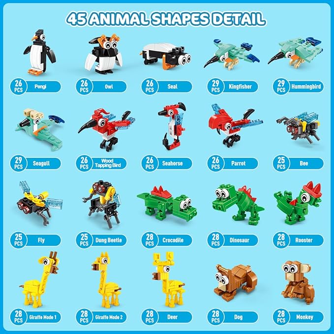 30 Packs Animal Party Favors for Kids, 810 PCS Mini Animal Building Block Toy Set for Goodie Bag Fillers Classroom Prizes Birthday Children's Day Christmas for Boys Girls Student Ages 6+