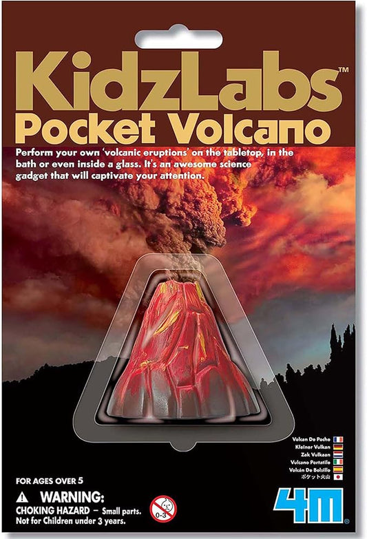 4M: KidzLabs: Pocket Volcano - Create Mini Tabletop Volcanic Eruptions, Baking Soda, Chemical Reactions Kit, STEM Science Activity Set, Kids Ages 5+