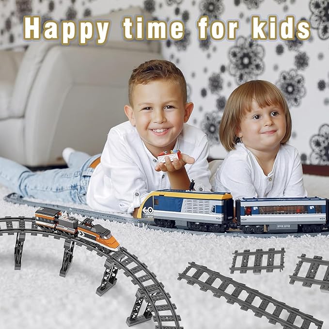 212 Pcs City Train Tracks Building Block Set Compatible with Lego,Train Tracks Accessories Set,Train Track Bridge Uphill and Downhill Set