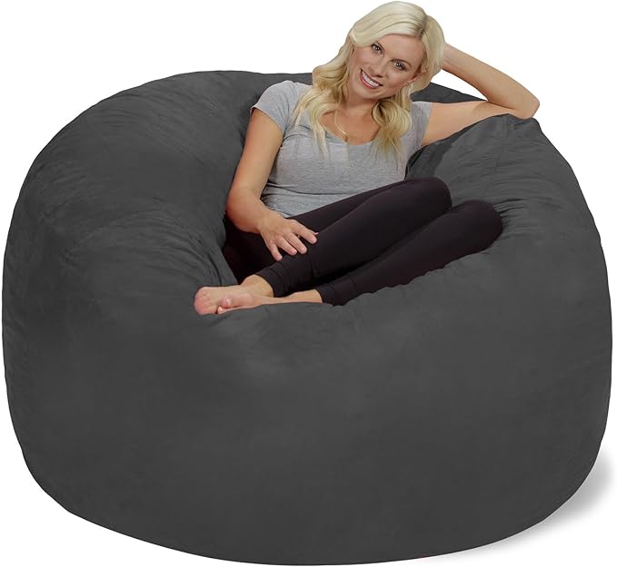 Chill Sack Bean Bag Chair: Giant 6' Memory Foam Furniture Bean Bag - Big Sofa with Soft Micro Fiber Cover, Charcoal