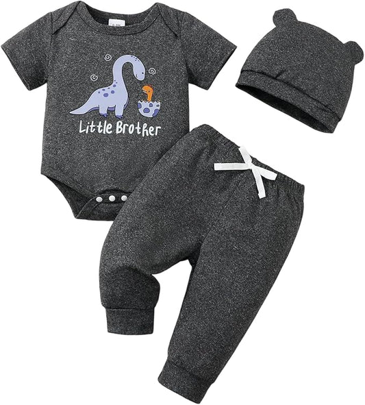 SUNNY PIGGY Baby Boy Clothes Newborn Infant Boys Outfits Romper Hat Pants 3PC Set 0-3 3-6 6-12 12-18 Month Clothing Gift