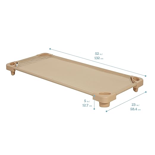 ECR4Kids Stackable Kiddie Cot, Ready-to-Assemble, Standard Size, Classroom Furniture, Sand, 6-Pack