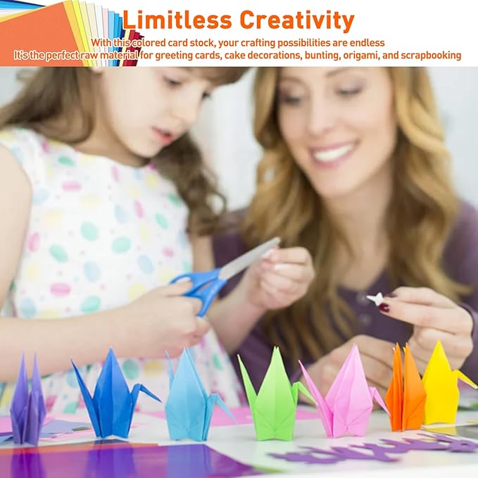 8.5" X 11" Colored Cardstock Bulk 300 Sheets 30 Assorted Colors Construction Paper Card Stock Printer Paper for DIY Crafts, Cricut Card Making, Party Decor, Kids School Supplies, 180 GSM