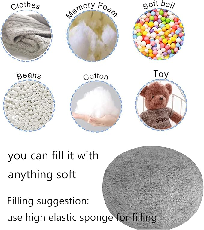 cjc Giant Fur Bean Bag Chair Cover for Kids Adults, (No Filler) Living Room Furniture Big Round Soft Fluffy Faux Fur Beanbag Lazy Sofa Bed Cover,Snow White,7FT 180 * 90cm(Snow White)