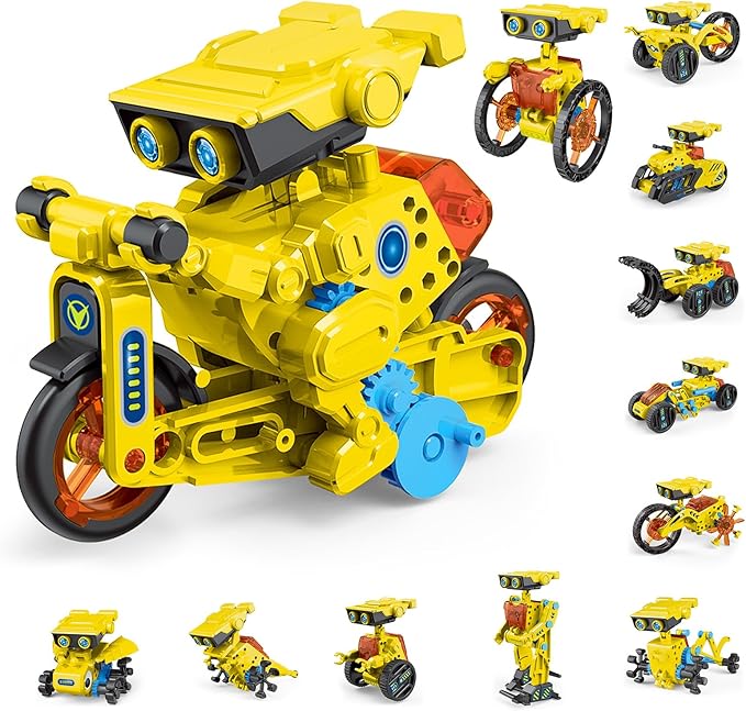 AESGOGO 12-in-1 Electric Robot Kit, STEM Projects Toys for Kids Age 8-12 Birthday Gifts, DIY Building Science Experiment Kit Battery Powered Education for Boys Girls Aged 8 9 10 11 12 13 14 Year Old