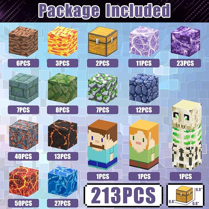 213 PCS Magnetic Blocks Building Toys Set Sword Kids Building Blocks for Toddler Boys Girls 3+, STEM Sensory Magnetic Cubes Christmas Birthday Present Construction Building Toys